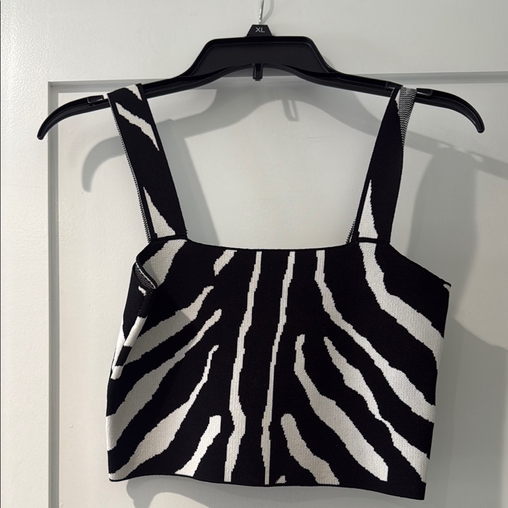 Windsor Black and White Zebra Print Crop Tank Top